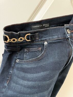 Veronica Beard Indigo Denim Jeans with Copper Stitching